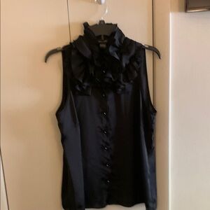 Black Ruffled Neck Blouse